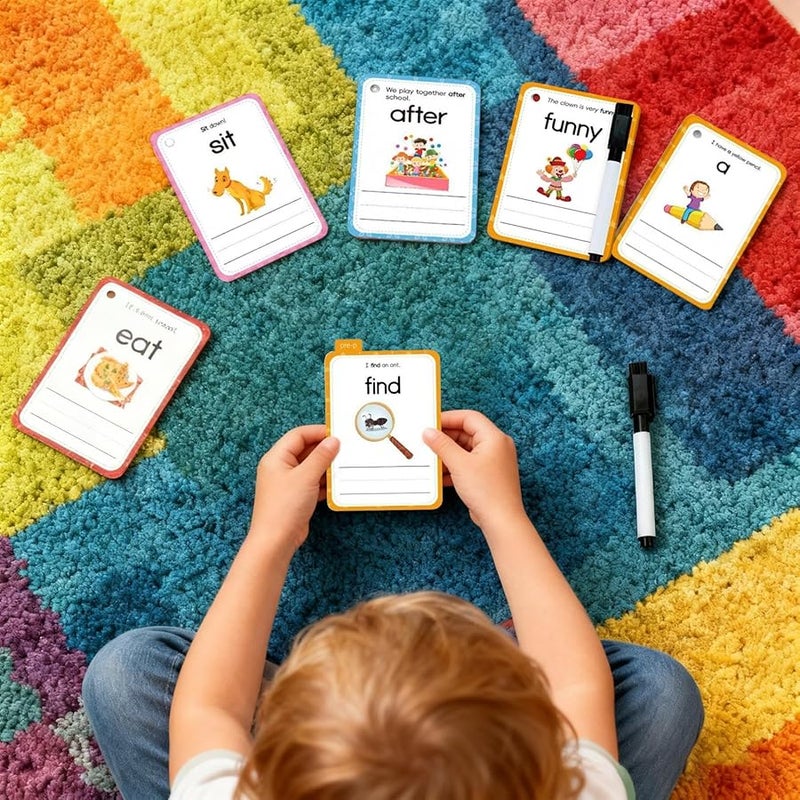 Sight Words Flash Cards Kindergarten Preschool Learning Set Paper Material Educational Word Practice - Image 2